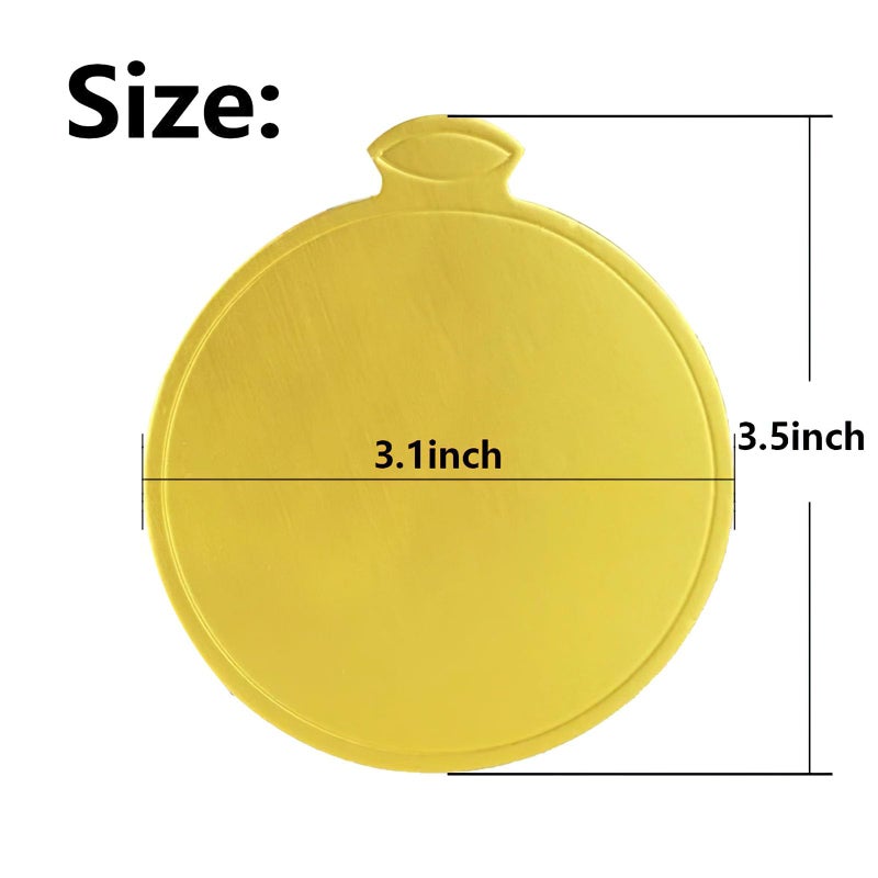 HANSGO Mini Round Golden Cardboard Cake Base, Mousse Cake Boards 100PCS Paper Plates Circle Dessert Board Base Grease - Image 2
